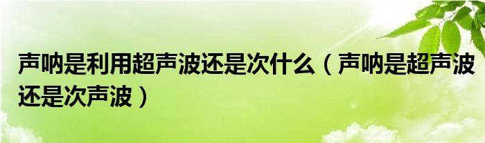 聲吶是利用超聲波還是次什么（聲吶是超聲波還是次聲波）