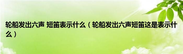 輪船發(fā)出六聲 短笛表示什么（輪船發(fā)出六聲短笛這是表示什么）