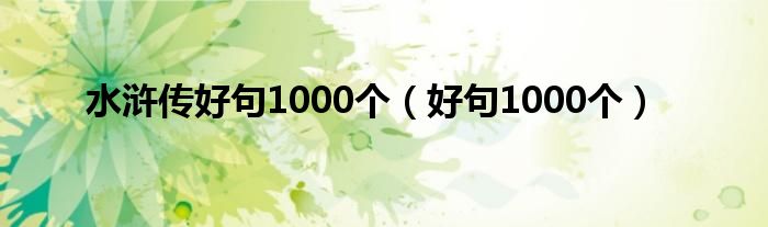 水滸傳好句1000個（好句1000個）