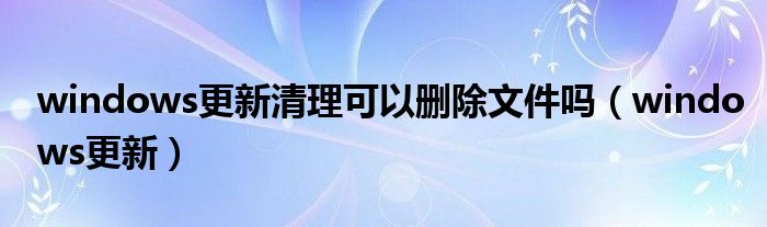 windows更新清理可以刪除文件嗎（windows更新）