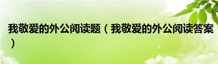 我敬愛(ài)的外公閱讀題（我敬愛(ài)的外公閱讀答案）