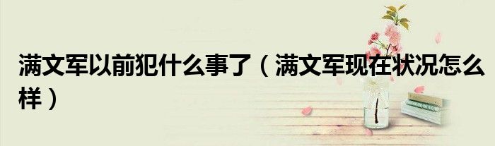 滿文軍以前犯什么事了（滿文軍現(xiàn)在狀況怎么樣）