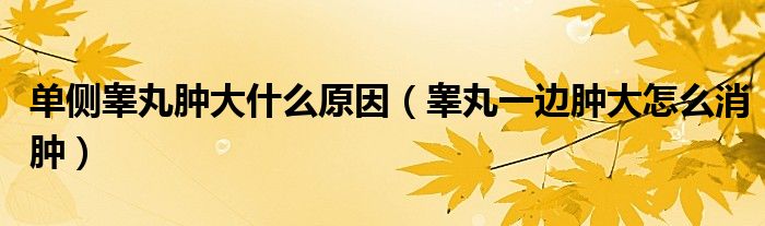單側(cè)睪丸腫大什么原因（睪丸一邊腫大怎么消腫）