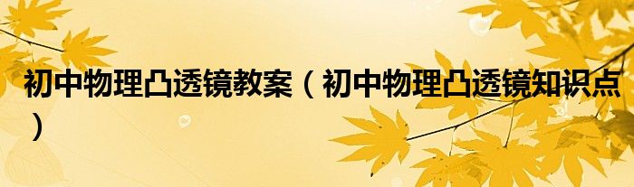 初中物理凸透鏡教案（初中物理凸透鏡知識點）