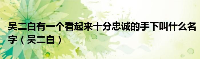 吳二白有一個(gè)看起來(lái)十分忠誠(chéng)的手下叫什么名字（吳二白）