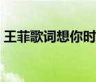 王菲歌詞想你時(shí)你在腦海（想你時(shí)你在腦海）