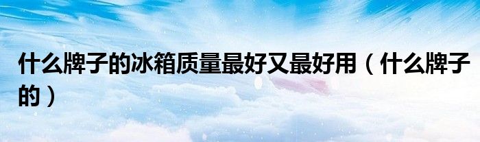 什么牌子的冰箱質(zhì)量最好又最好用（什么牌子的）