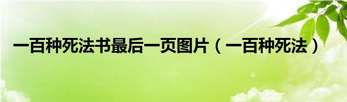 一百種死法書最后一頁圖片（一百種死法）