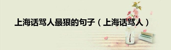 上海話罵人最狠的句子（上海話罵人）