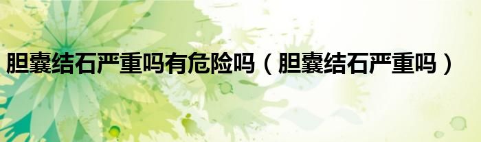 膽囊結(jié)石嚴(yán)重嗎有危險(xiǎn)嗎（膽囊結(jié)石嚴(yán)重嗎）