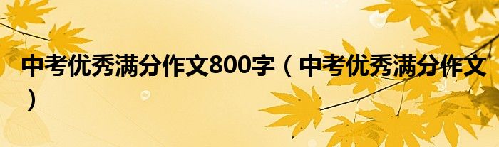 中考優(yōu)秀滿分作文800字（中考優(yōu)秀滿分作文）