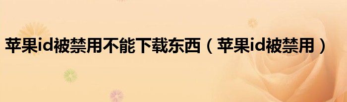 蘋果id被禁用不能下載東西（蘋果id被禁用）