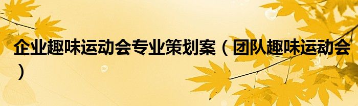 企業(yè)趣味運(yùn)動(dòng)會(huì)專業(yè)策劃案（團(tuán)隊(duì)趣味運(yùn)動(dòng)會(huì)）