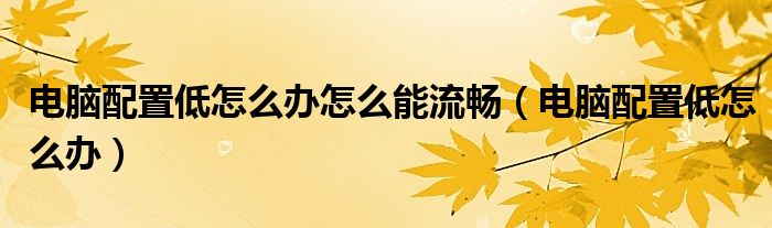 電腦配置低怎么辦怎么能流暢（電腦配置低怎么辦）