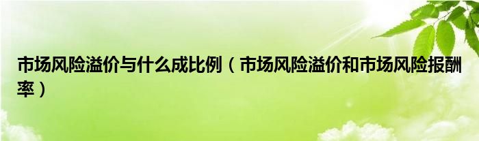 市場風險溢價與什么成比例（市場風險溢價和市場風險報酬率）