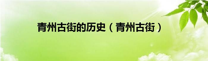 青州古街的歷史（青州古街）