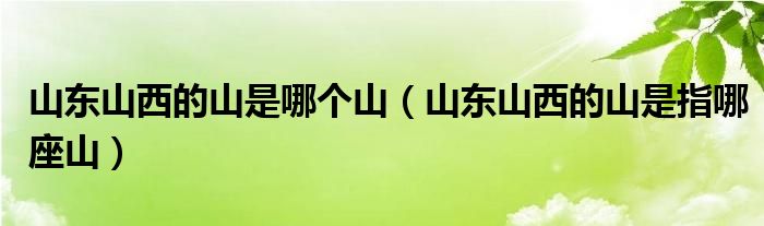 山東山西的山是哪個山（山東山西的山是指哪座山）