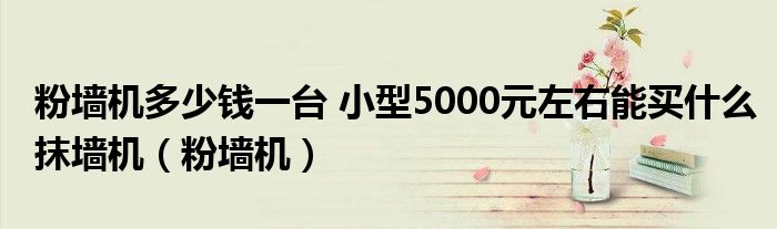 粉墻機(jī)多少錢一臺 小型5000元左右能買什么抹墻機(jī)（粉墻機(jī)）