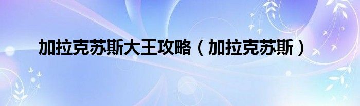 加拉克蘇斯大王攻略（加拉克蘇斯）