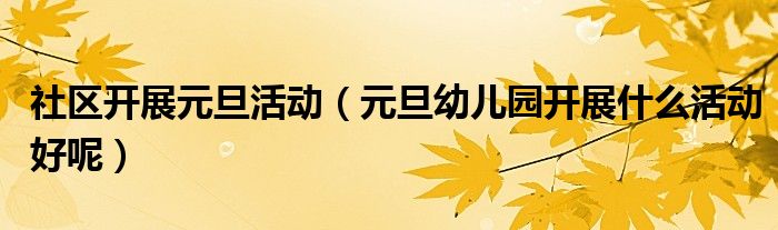 社區(qū)開展元旦活動（元旦幼兒園開展什么活動好呢）