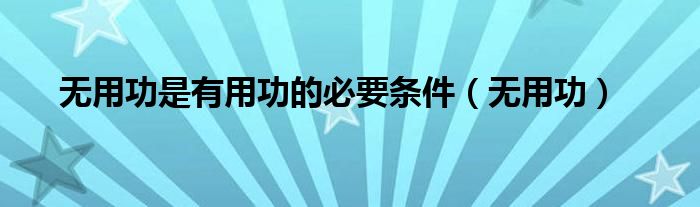 無(wú)用功是有用功的必要條件（無(wú)用功）