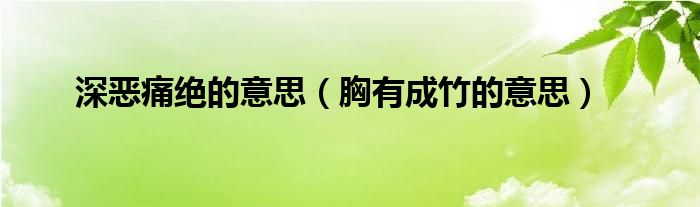 深惡痛絕的意思（胸有成竹的意思）