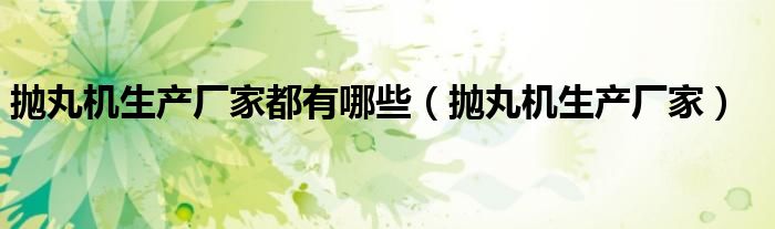 拋丸機(jī)生產(chǎn)廠家都有哪些（拋丸機(jī)生產(chǎn)廠家）