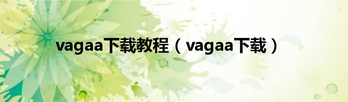 vagaa下載教程（vagaa下載）