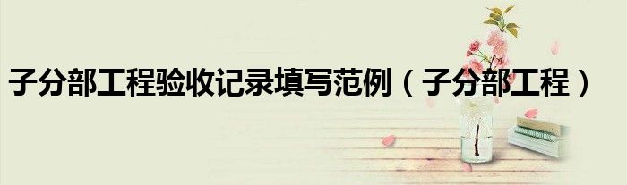 子分部工程驗收記錄填寫范例（子分部工程）