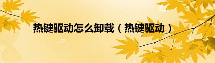 熱鍵驅(qū)動(dòng)怎么卸載（熱鍵驅(qū)動(dòng)）