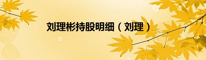 劉理彬持股明細(xì)（劉理）