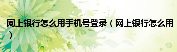 網(wǎng)上銀行怎么用手機(jī)號(hào)登錄（網(wǎng)上銀行怎么用）