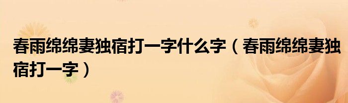 春雨綿綿妻獨宿打一字什么字（春雨綿綿妻獨宿打一字）