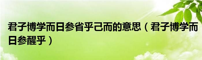君子博學(xué)而日參省乎己而的意思（君子博學(xué)而日參醒乎）