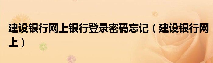 建設銀行網(wǎng)上銀行登錄密碼忘記（建設銀行網(wǎng)上）