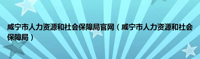 咸寧市人力資源和社會保障局官網(wǎng)（咸寧市人力資源和社會保障局）