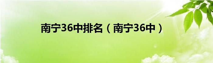 南寧36中排名（南寧36中）