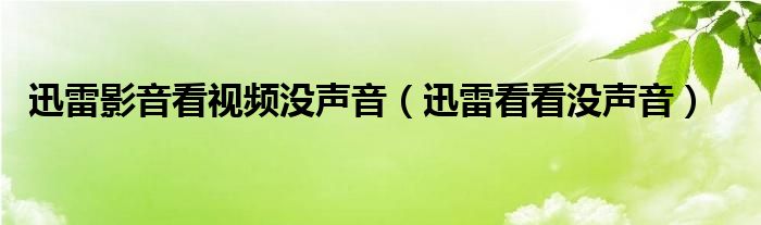 迅雷影音看視頻沒(méi)聲音（迅雷看看沒(méi)聲音）