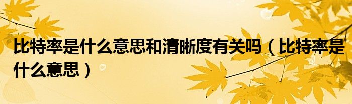 比特率是什么意思和清晰度有關(guān)嗎（比特率是什么意思）