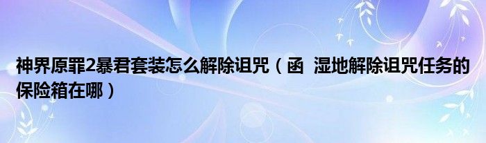 神界原罪2暴君套裝怎么解除詛咒（函  濕地解除詛咒任務的保險箱在哪）