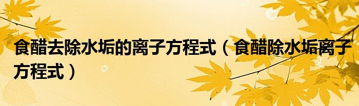 食醋去除水垢的離子方程式（食醋除水垢離子方程式）