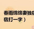 春雨綿綿妻獨(dú)宿打一字什么字（春雨綿綿妻獨(dú)宿打一字）