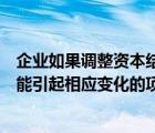 企業(yè)如果調(diào)整資本結(jié)構(gòu)則會(huì)影響（調(diào)整企業(yè)的資本結(jié)構(gòu)時(shí)不能引起相應(yīng)變化的項(xiàng)目是）