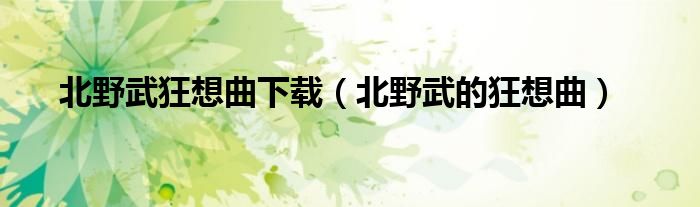 北野武狂想曲下載（北野武的狂想曲）