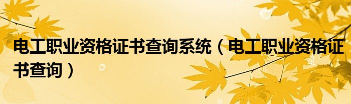 電工職業(yè)資格證書查詢系統(tǒng)（電工職業(yè)資格證書查詢）