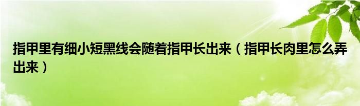 指甲里有細(xì)小短黑線會隨著指甲長出來（指甲長肉里怎么弄出來）