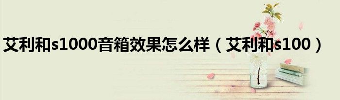艾利和s1000音箱效果怎么樣（艾利和s100）