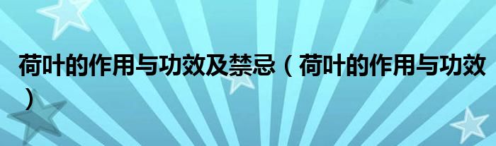荷葉的作用與功效及禁忌（荷葉的作用與功效）