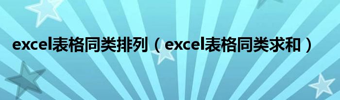 excel表格同類排列（excel表格同類求和）
