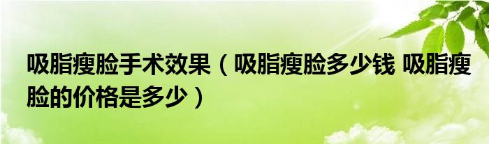 吸脂瘦臉手術效果（吸脂瘦臉多少錢 吸脂瘦臉的價格是多少）